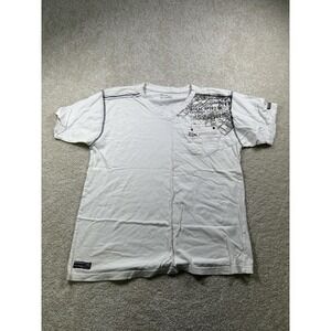 Vertical Sport Shirt Mens XL White Graphic‎ Pocket Tee Streetwear Casual Cotton